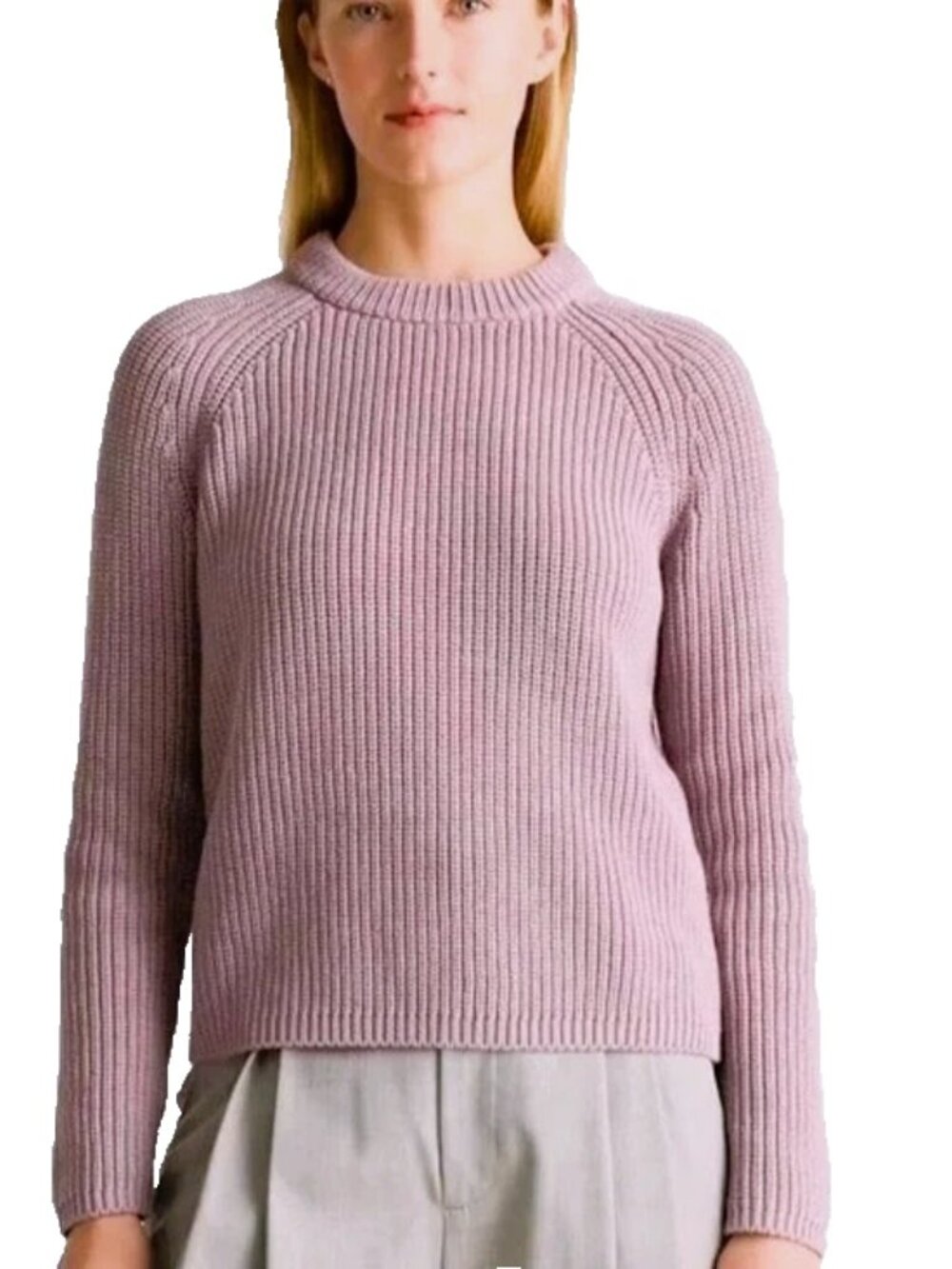 Quince Fisherman Crew Neck Sweater Size S Vintage Rose 100% Organic Cotton EUC